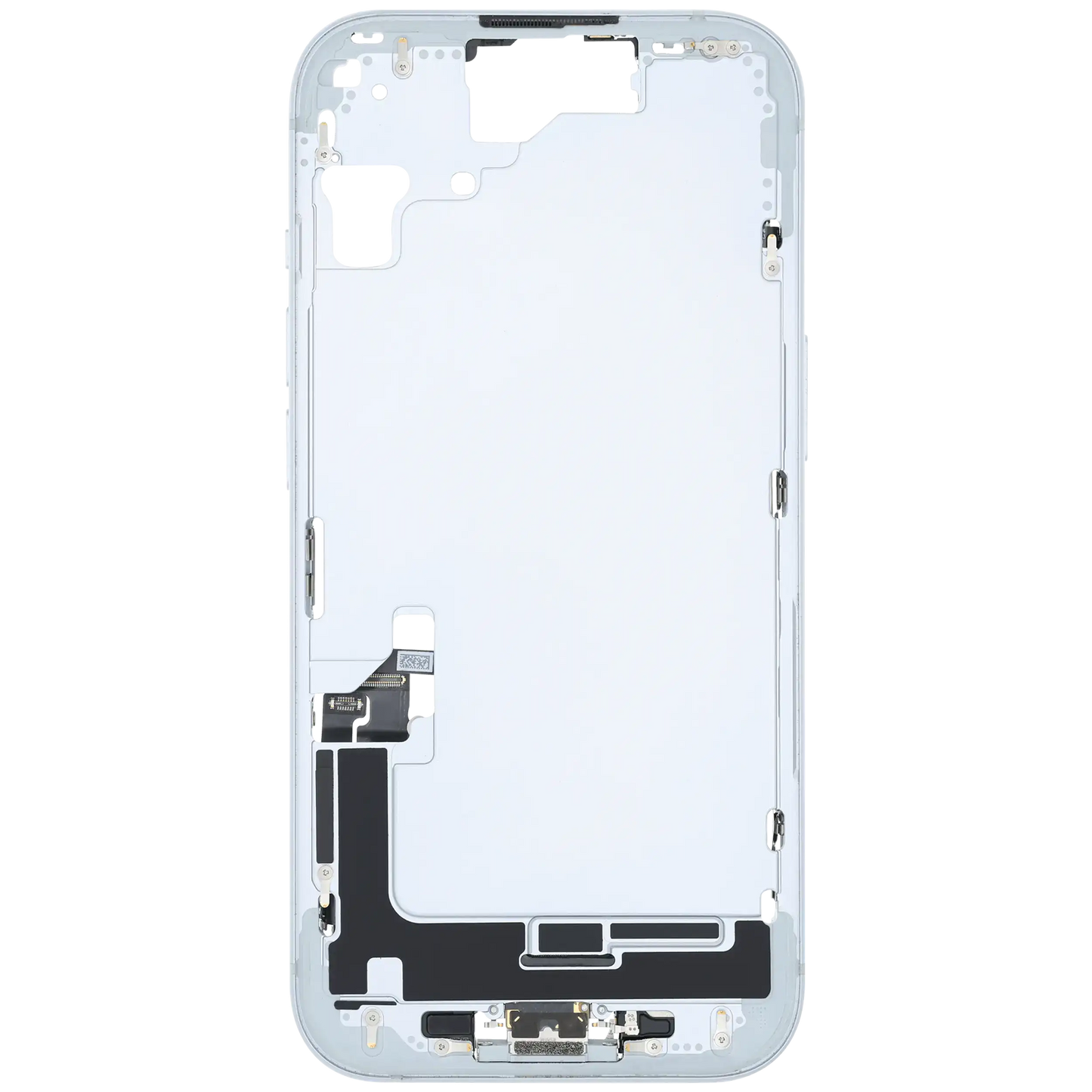 Mid-Frame Housing W/ Charging Port Flex & Small Parts For iPhone 15 (US Version) (Used OEM Pull: Grade B) (Blue)