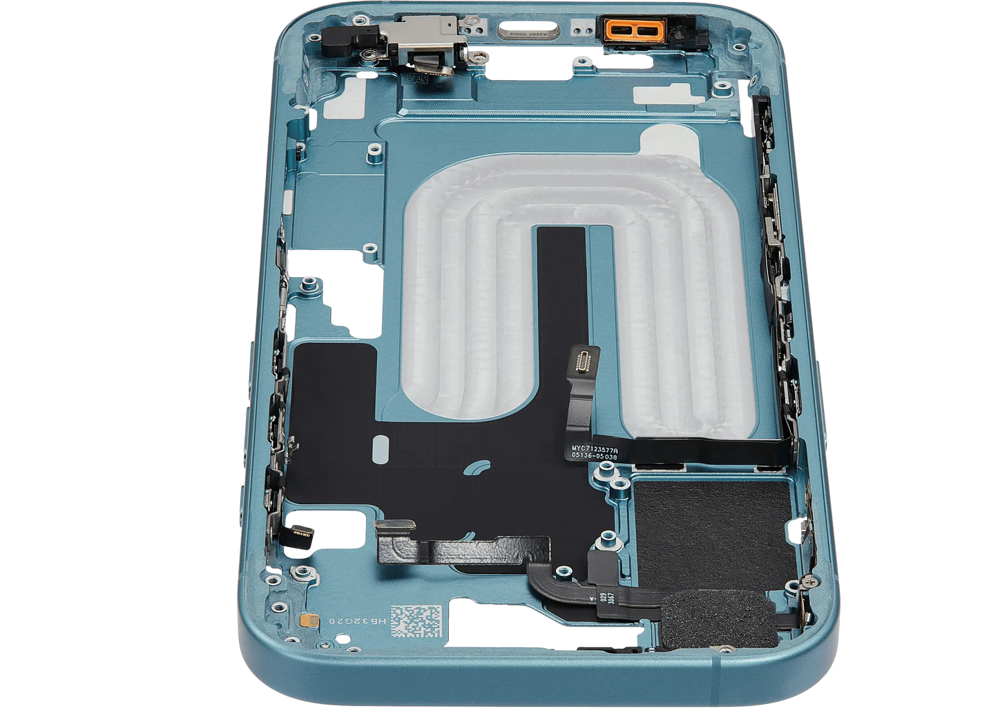 Mid-Frame Housing W/ Small Parts For iPhone 16 (EU / Global Version) (Used OEM Pull: Grade C) (Teal)