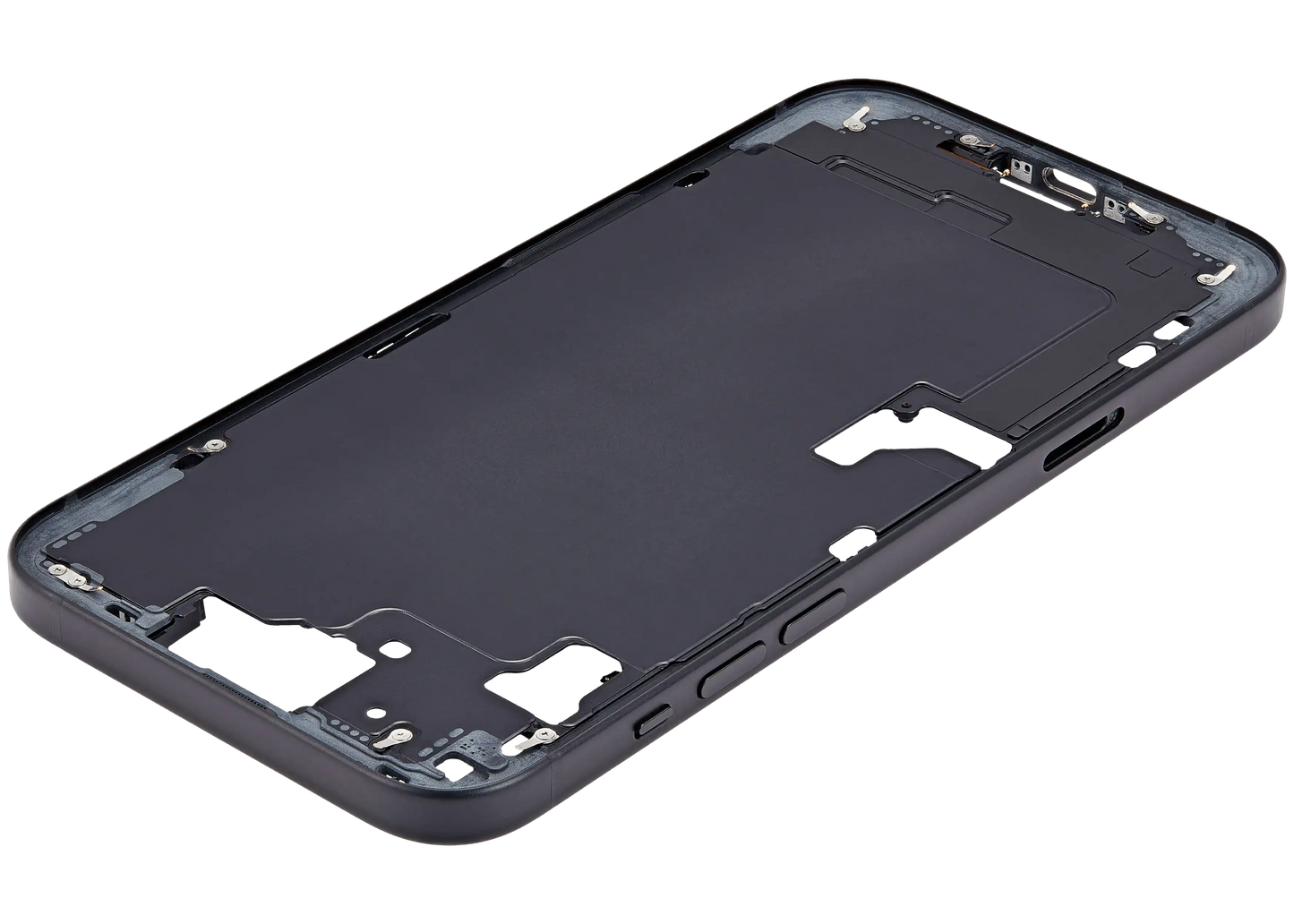 Mid-Frame Housing W/ Small Parts For iPhone 15 Plus (EU / Global Version) (Used OEM Pull: Grade B) (Black)