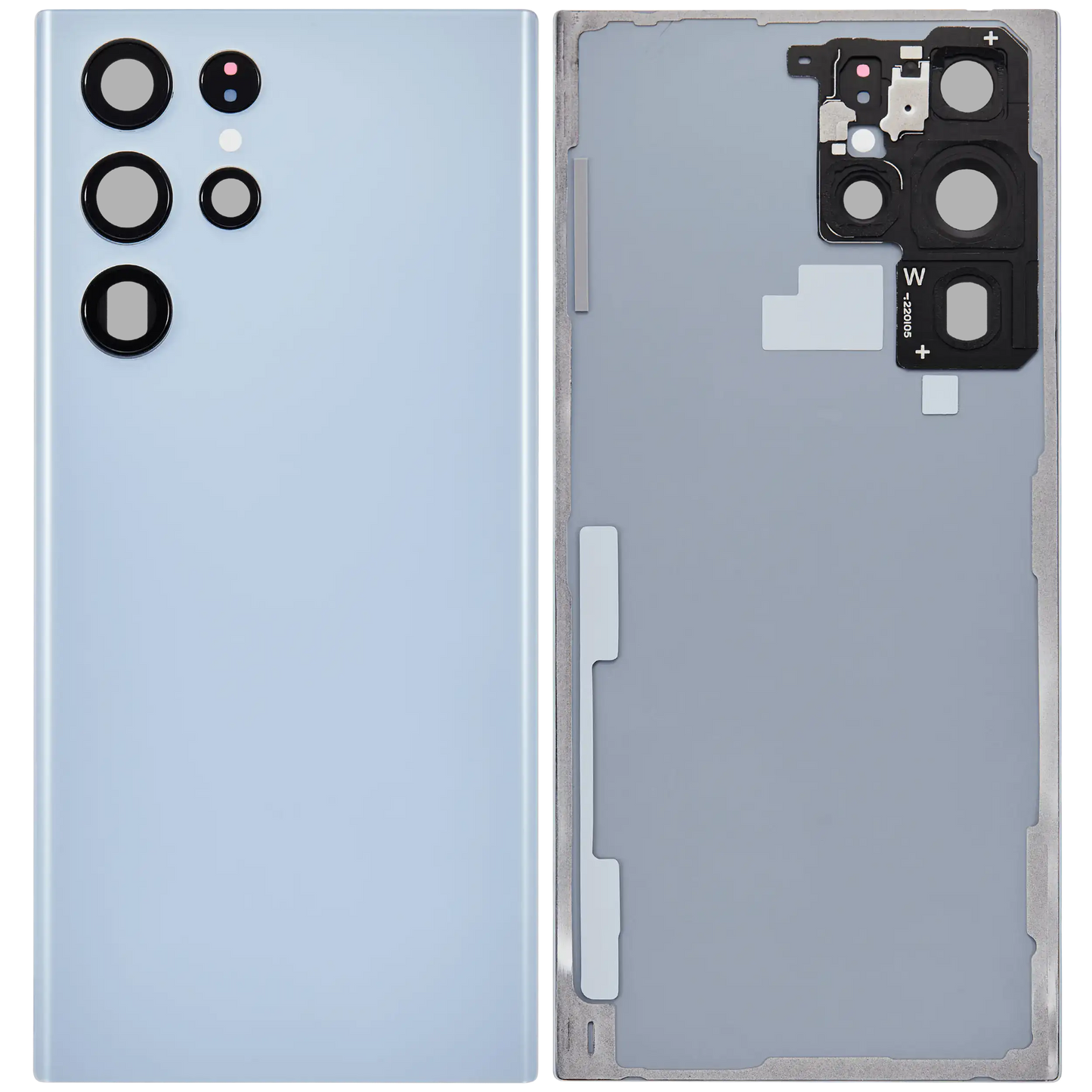 Back Cover Glass With Camera Lens For Samsung Galaxy S22 Ultra 5G (No Logo) (Aftermarket Plus) (Sky Blue)