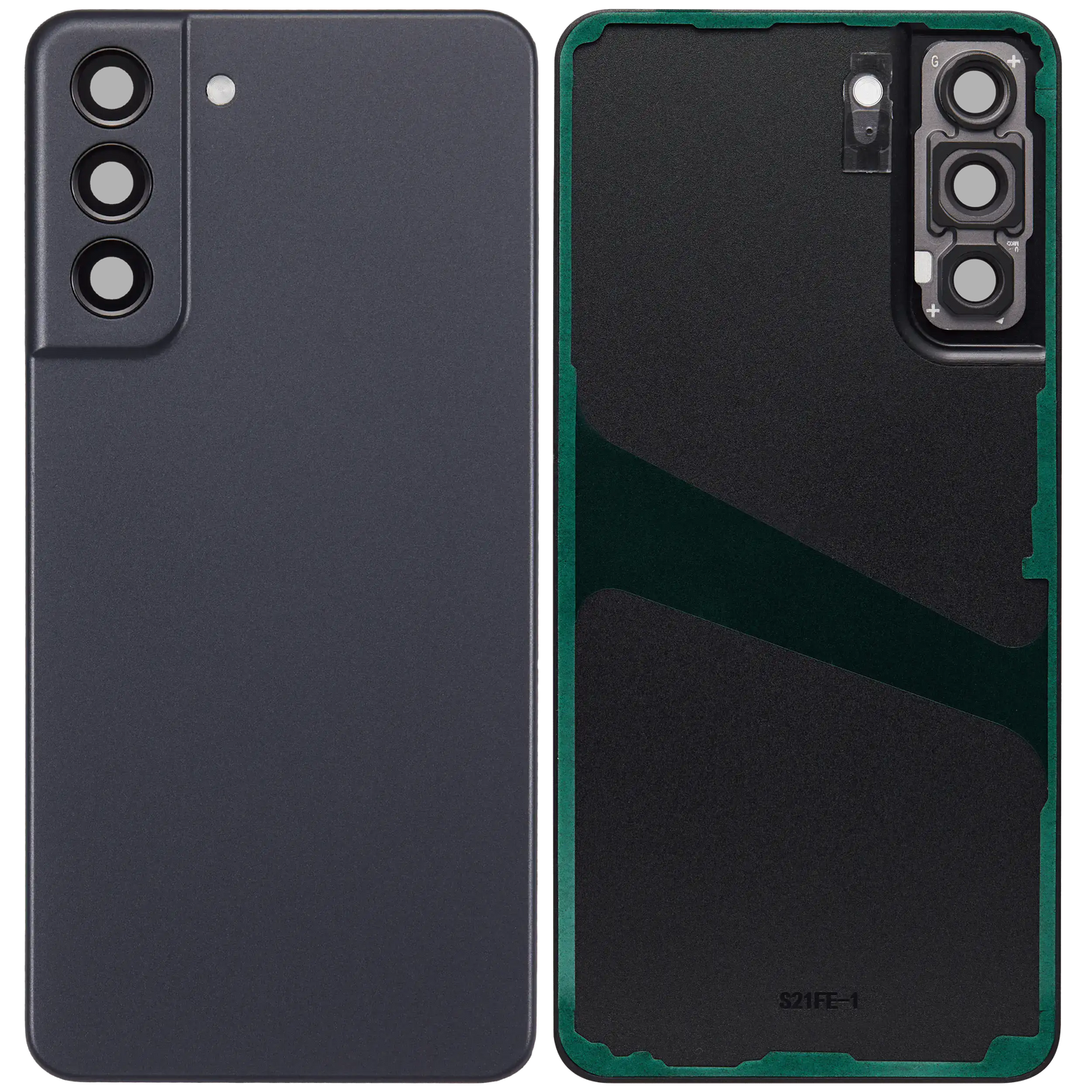 Back Cover Glass With Camera Lens For Samsung Galaxy S21 FE 5G (No Logo) (Aftermarket Plus) (Graphite)