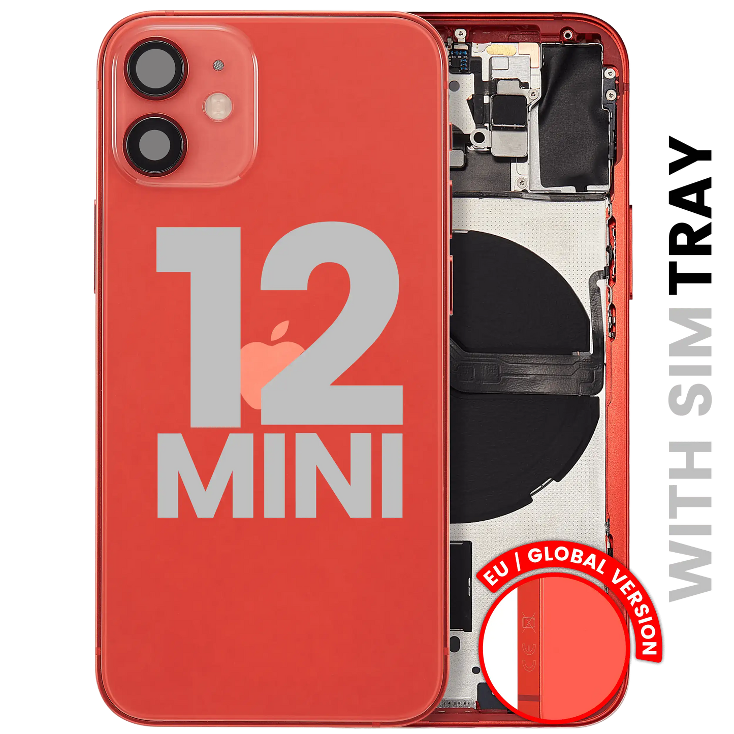 Back Housing W/ Small Parts For iPhone 12 Mini (EU / Global Version) (Used OEM Pull: Grade B) (Red)