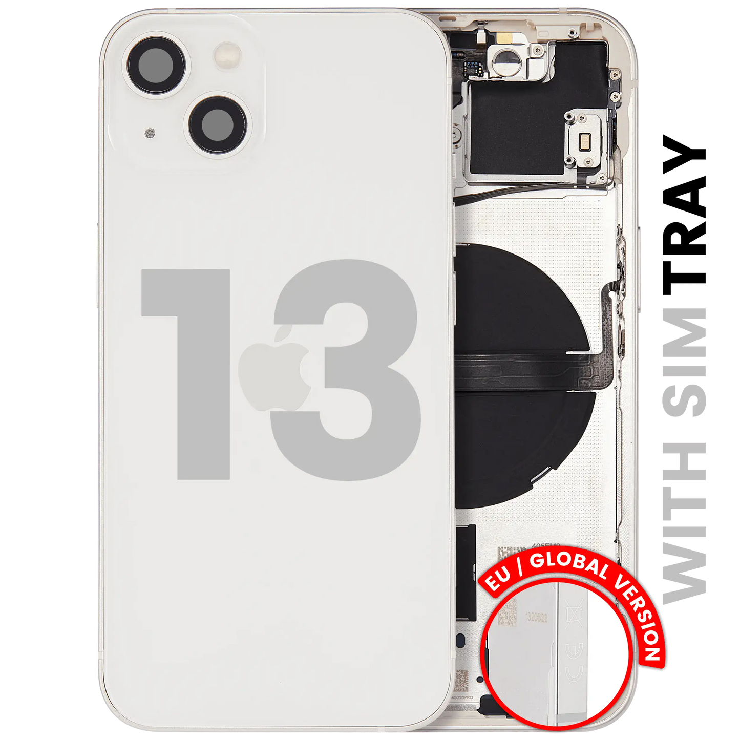 Back Housing W/ Small Parts For iPhone 13 (EU / Global Version) (Used OEM Pull: Grade B) (Starlight)