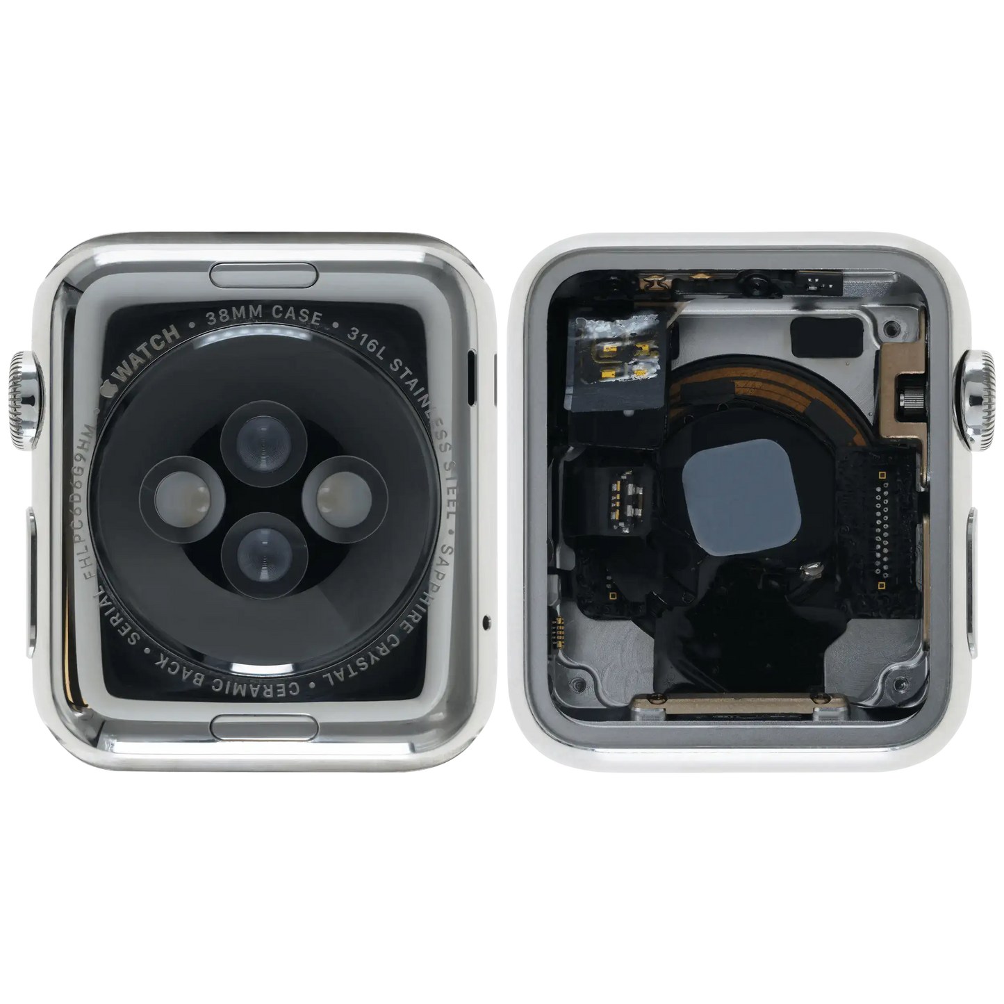 Housing Assembly Compatible For Watch Series 1 (38MM) (Used OEM Pull: Grade A) (Stainless / Silver)