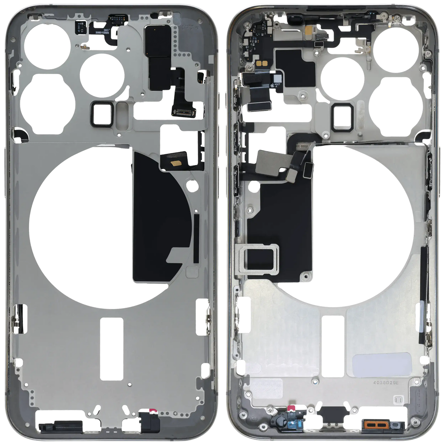 Mid-Frame Housing W/ Small Parts For iPhone 15 Pro (EU / Global Version) (Used OEM Pull: Grade B) (White Titanium)