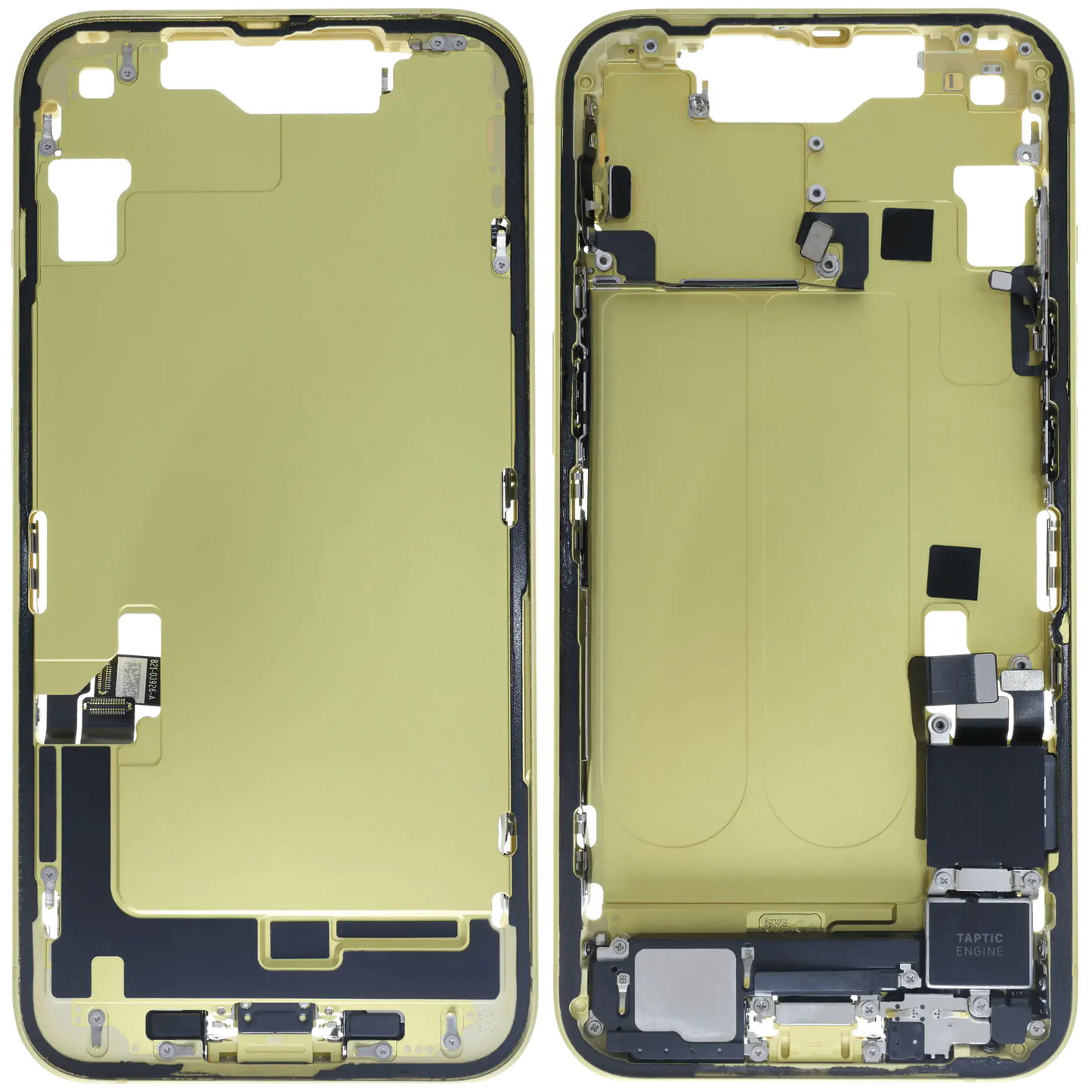 Mid-Frame Housing W/ Charging Port Flex & Small Parts For iPhone 14 (EU / Global Version) (Used OEM Pull: Grade B) (Yellow)