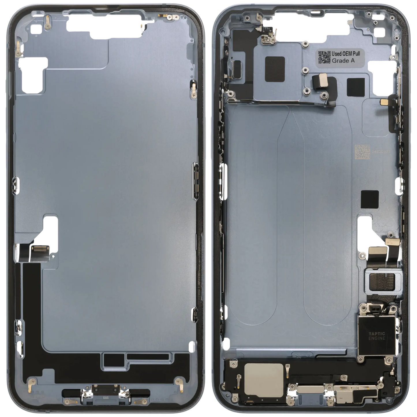 Mid-Frame Housing W/ Charging Port Flex & Small Parts For iPhone 14 Plus (EU / Global Version) (Used OEM Pull: Grade A) (Blue)