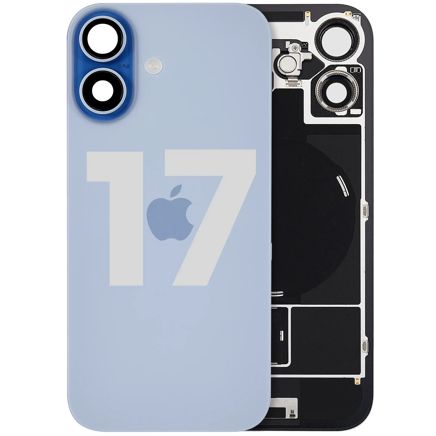 Back Glass w/ MagSafe Magnet & NFC & Flashlight Flex For iPhone 17 (Used OEM Pull: Grade A) (Mist Blue)