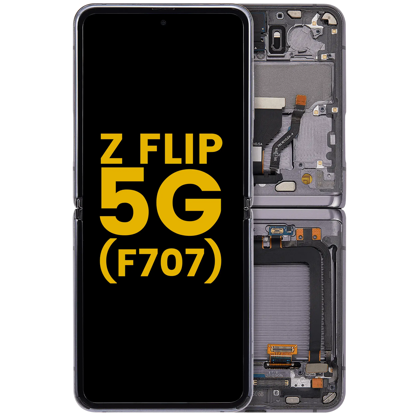 Inner OLED Assembly With Frame For Samsung Galaxy Z Flip 5G (F707) (Refurbished) (Mirror Black) - Main View