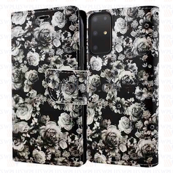 Black Floral Wallets for Samsung Galaxy S20 Ultra