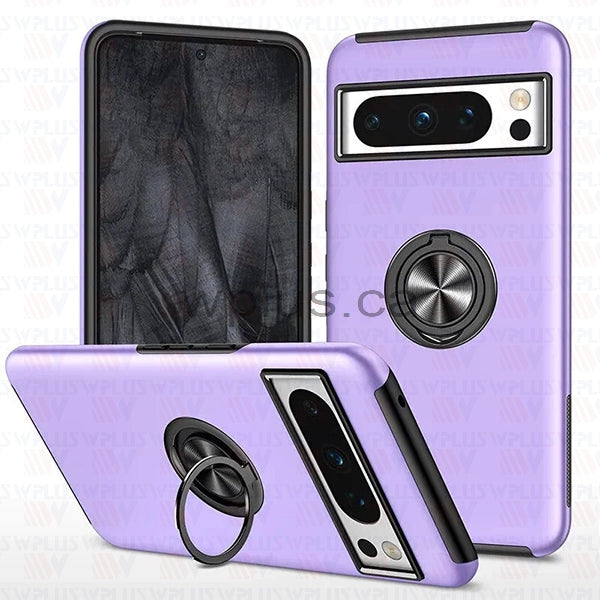 OTCR Light Purple Swirl Invisible Ring Case for Google Pixel 8 Pro