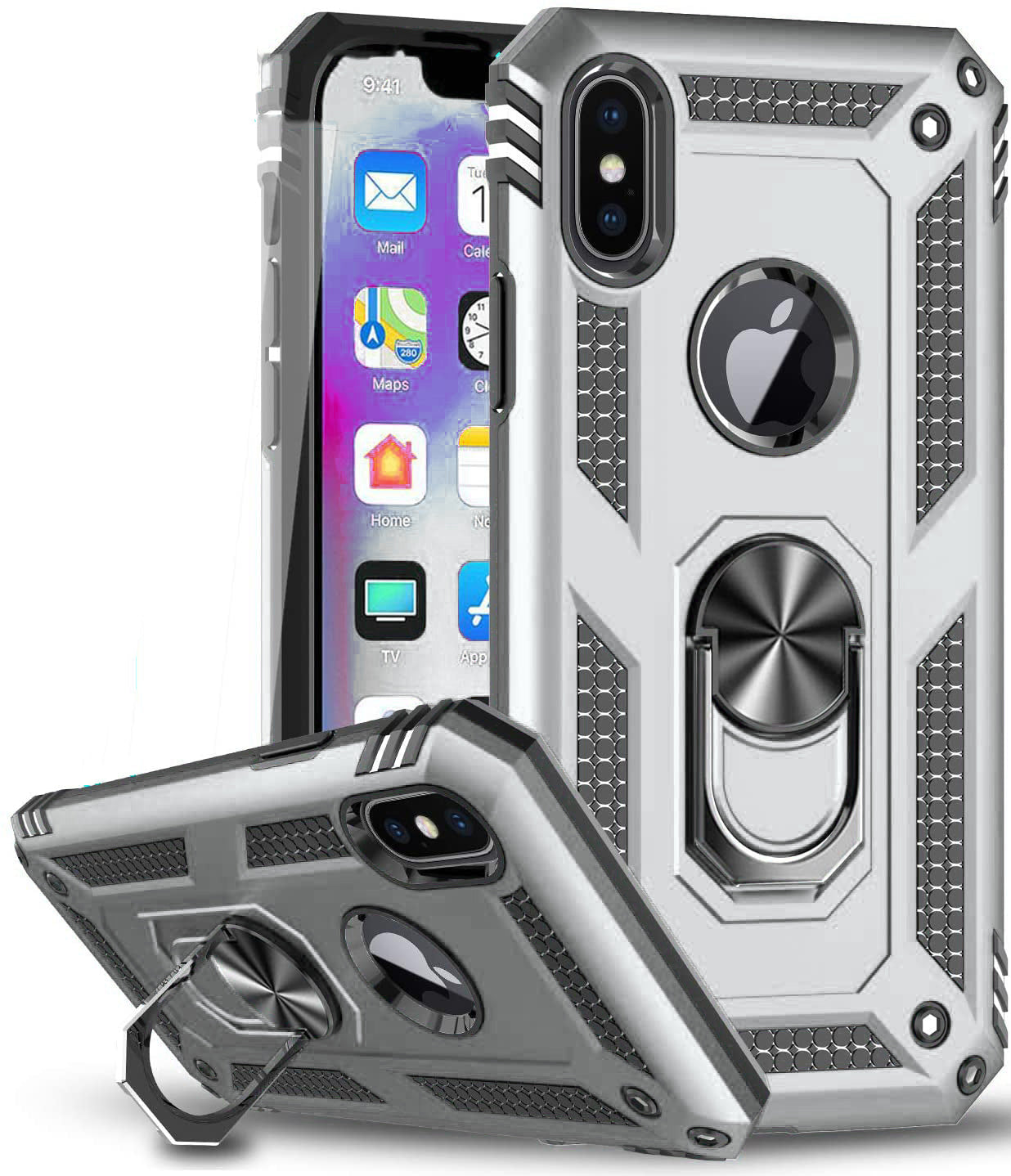 Hybrid Ring Case for iPhone X / Xs Silver