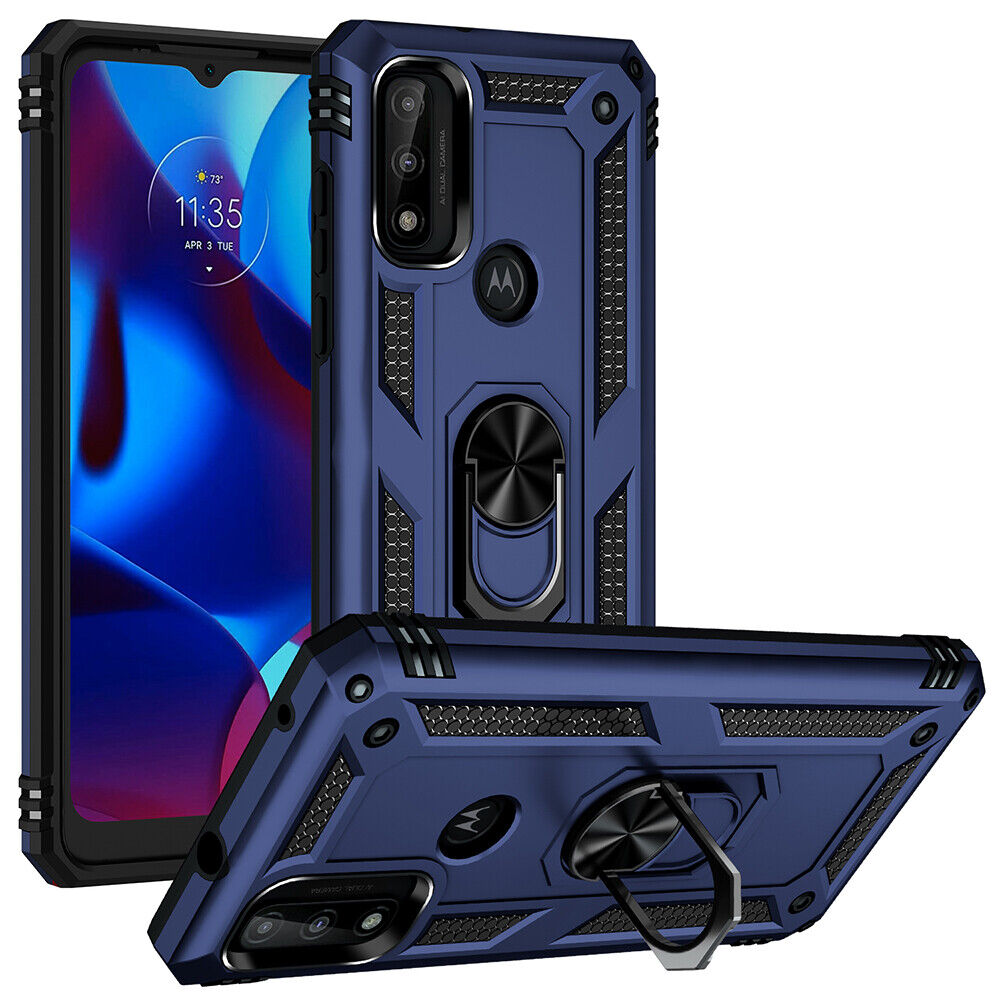 Blue Navy Hybrid Ring Case for Motorola G PLAY 2023