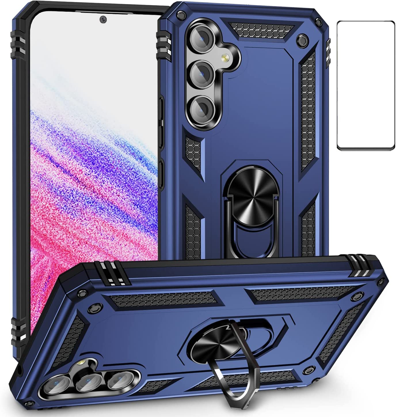 Blue Navy Hybrid Ring Case for Samsung A54 5G