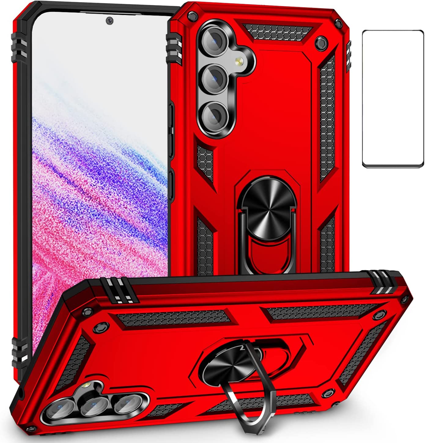 Red Hybrid Ring Case for Samsung A54 5G