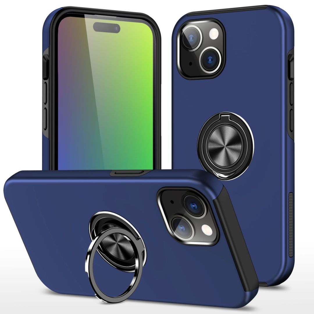 Hybrid Ring Case for iPhone 15 Navy blue
