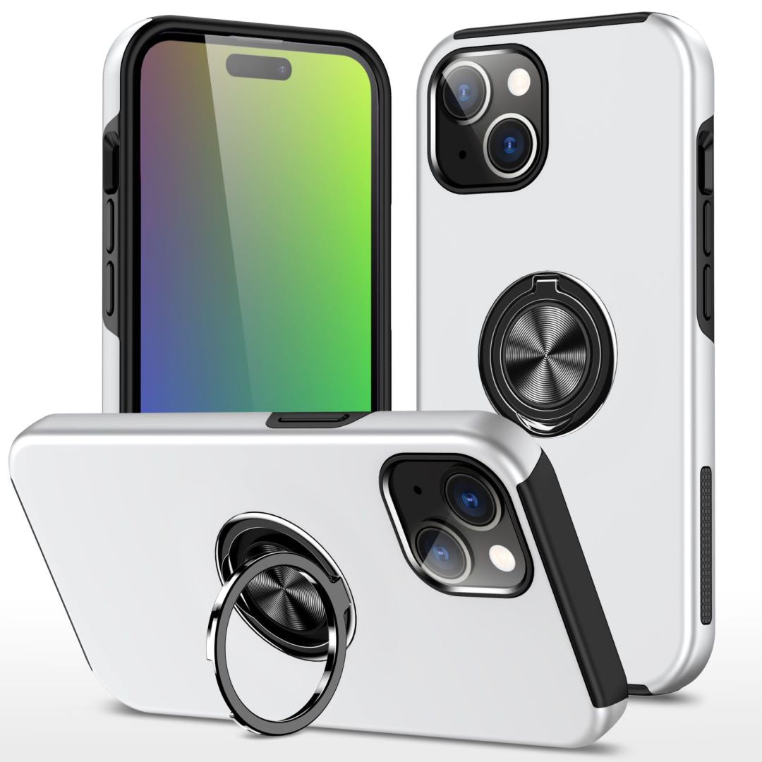 Hybrid Ring Case for iPhone 15 Silver