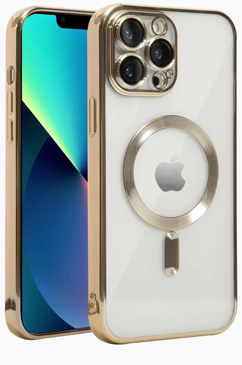 Clear Case Magsafe Camera Lens For iPhone 15 Gold