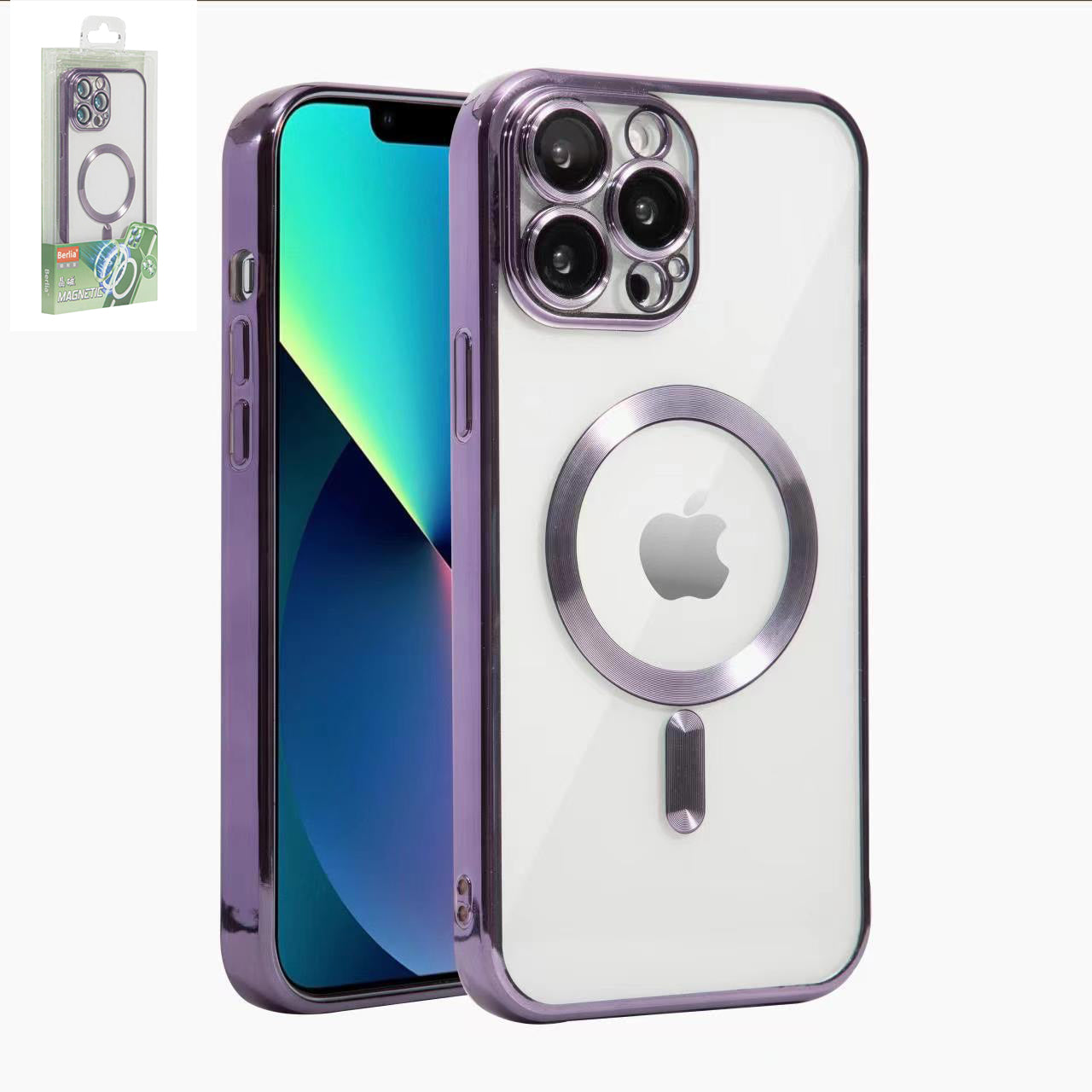 Clear Case Purple Magsafe Camera Lens For iPhone 13