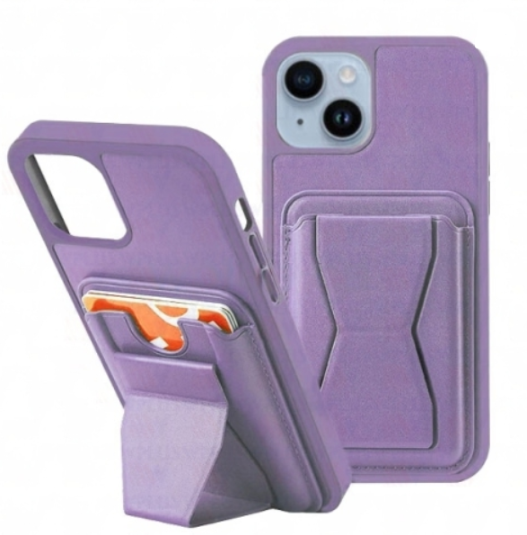 Rear Card Flap Side Case For Apple iPhone 15 Light Purple