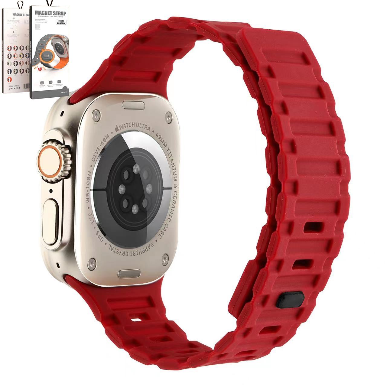 RED MAGNETIC STRAP W/CLIP - 38/40/41 MM