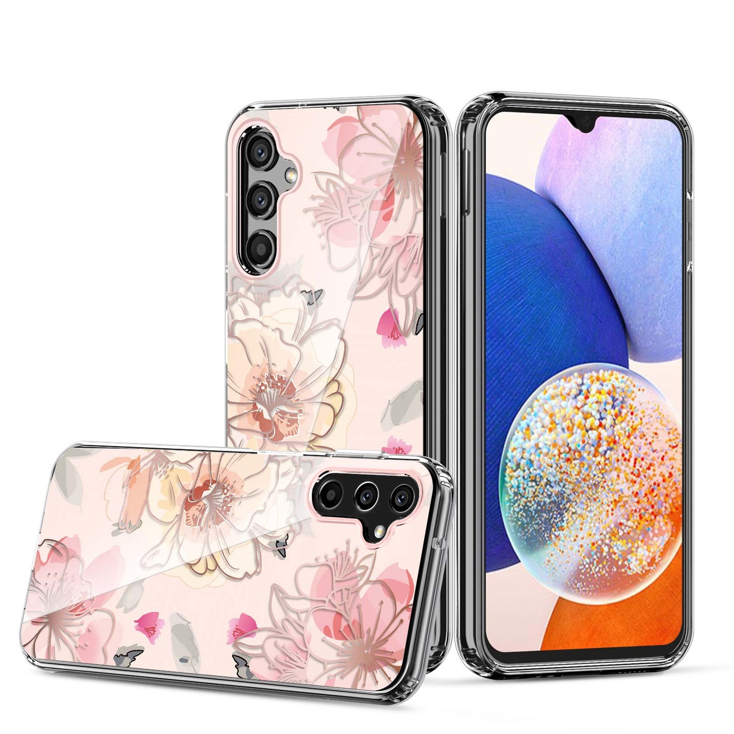 Clear Graphic Case (Pink Flower) for Samsung A14 5G