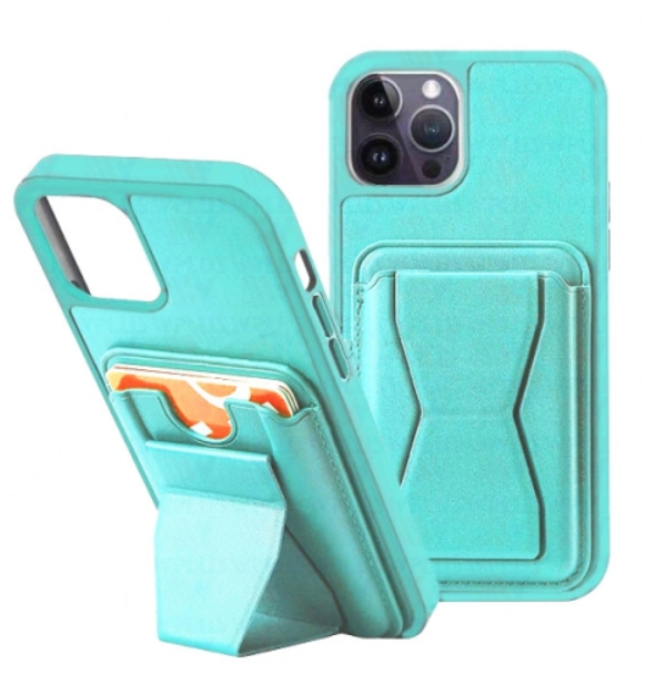 Rear Card Flap Side Case For Apple iPhone 15 Blue