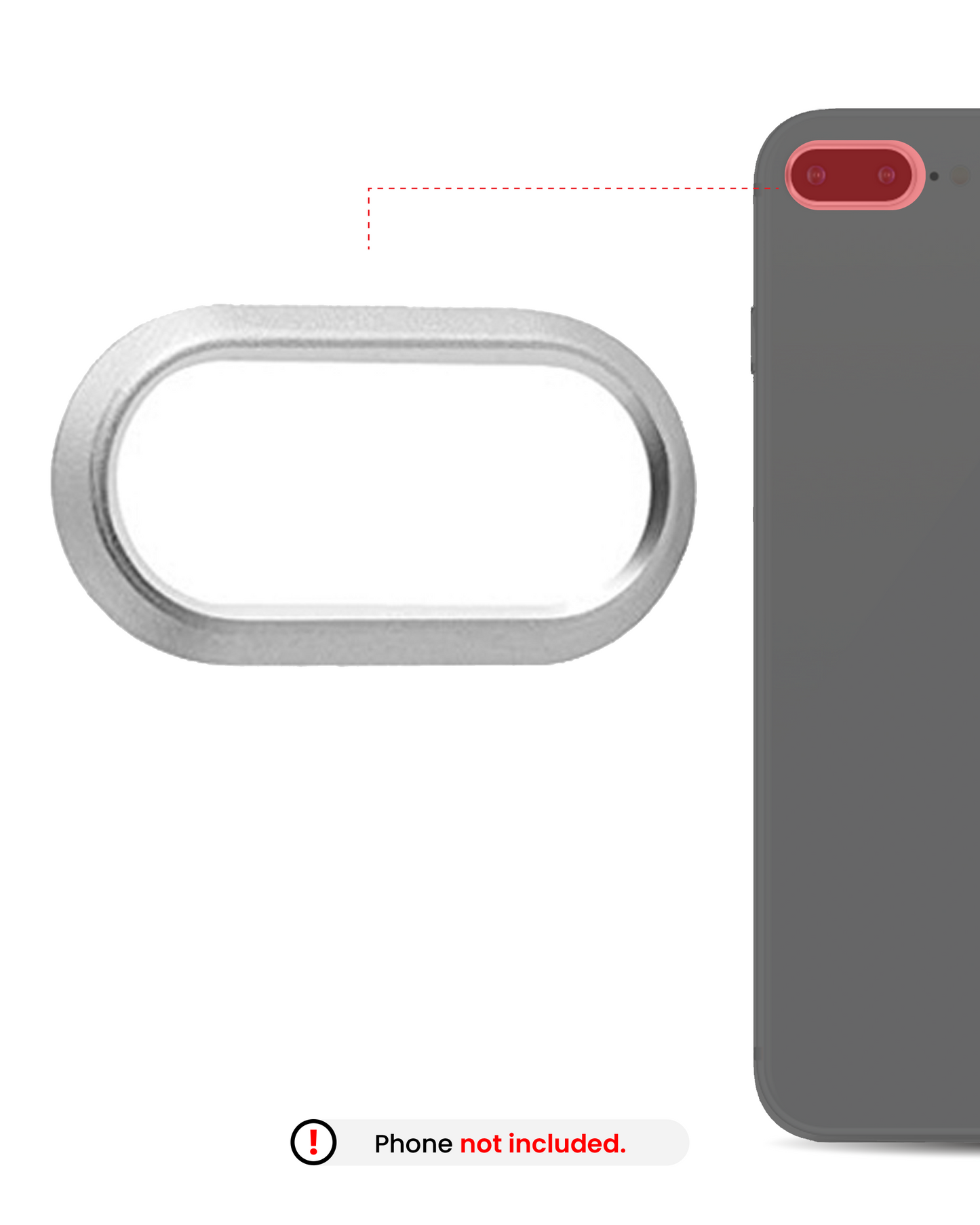 Back Camera Bezel Ring Only For iPhone 8 Plus (Silver) (10 Pack)