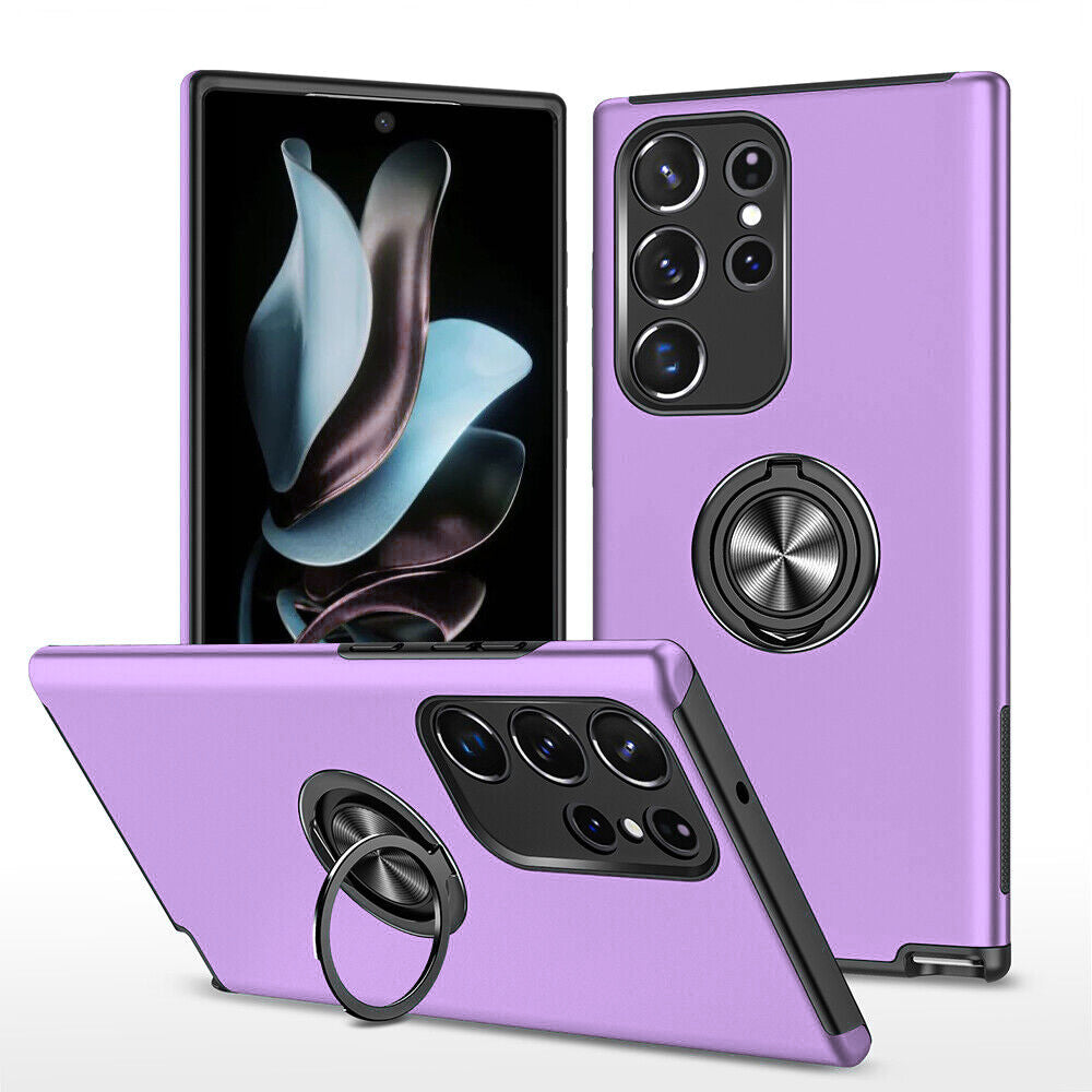 Soft Hybrid Ring Purple Case For S24 Ultra