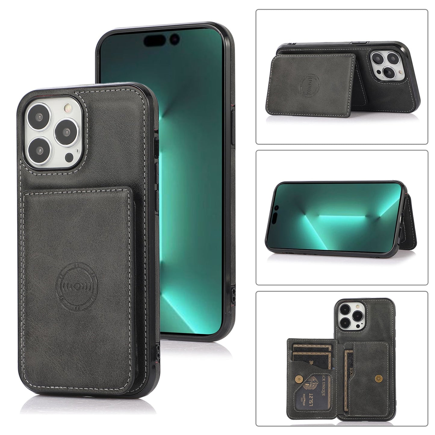 Rear Card Flip Side Case Black for iPhone 14 PLUS