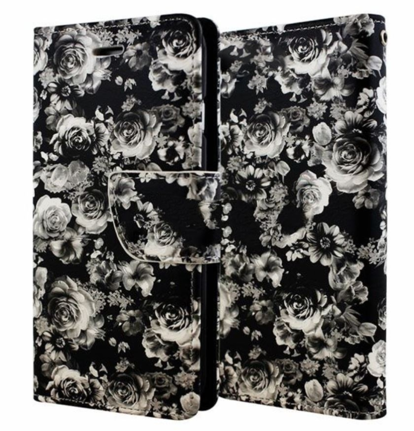 Wallet BLACK ROSE PUFF For iPhone 13 MINI