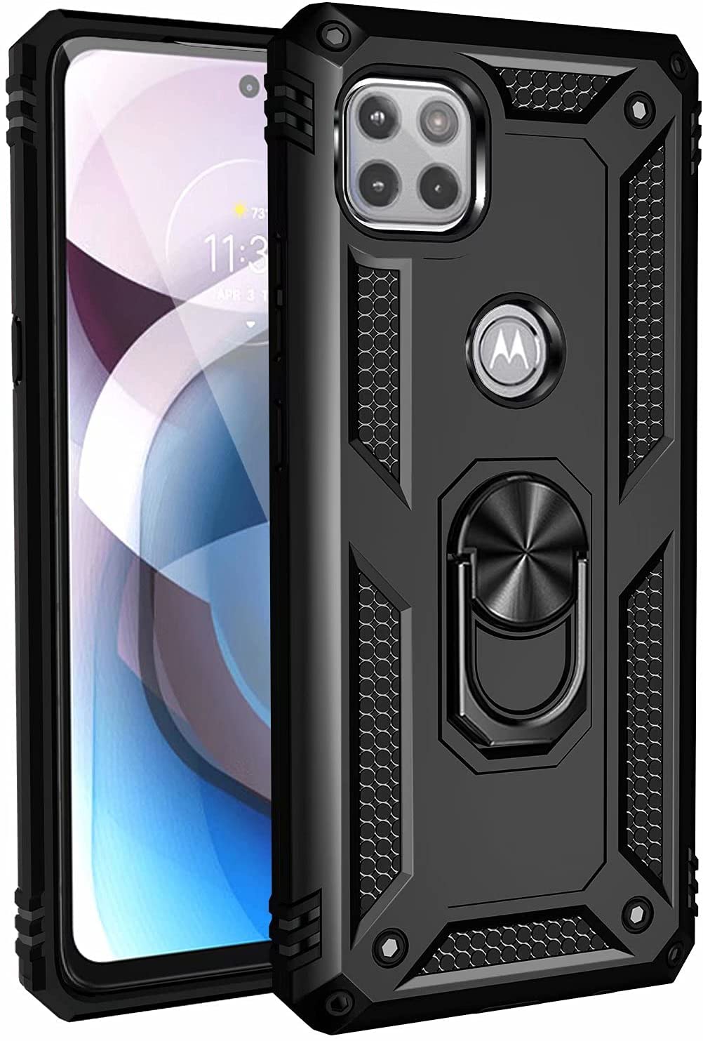 Hybrid Ring Black Case for Motorola ONE ACE 5G