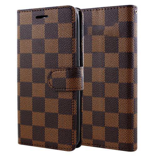 Brown Checker Wallet Case iPhone 13/14