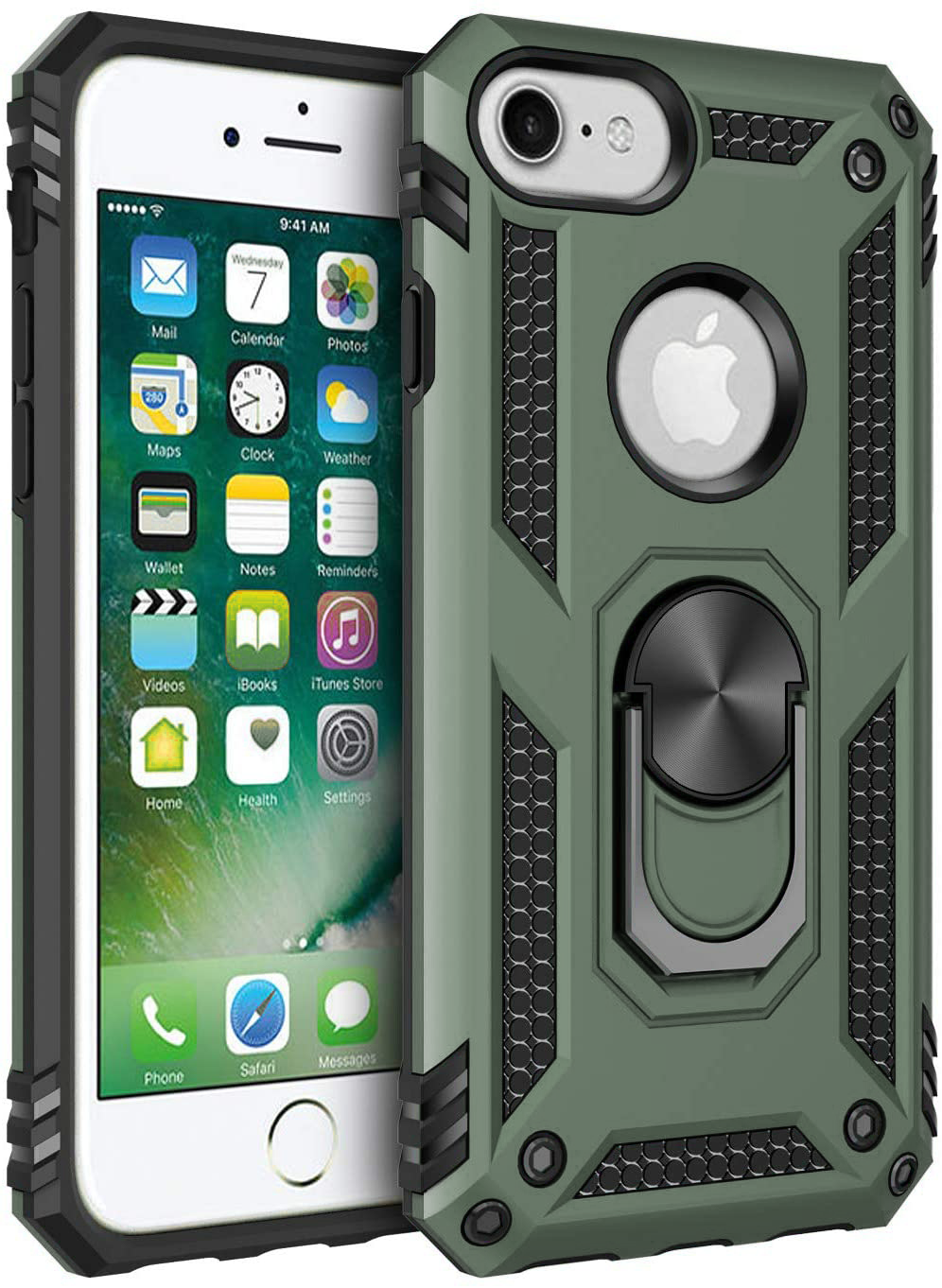 GREEN Hybrid Ring Case for iPhone 7