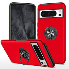 OTCR Red Swirl Invisible Ring Case for Google Pixel 8 Pro