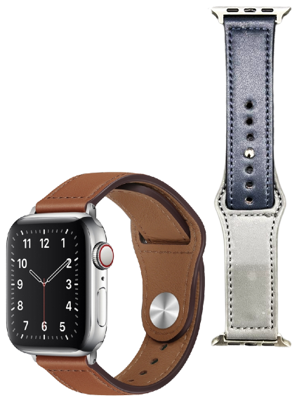 NAVY/GREY LTHR STRAP - 42/44/45 MM