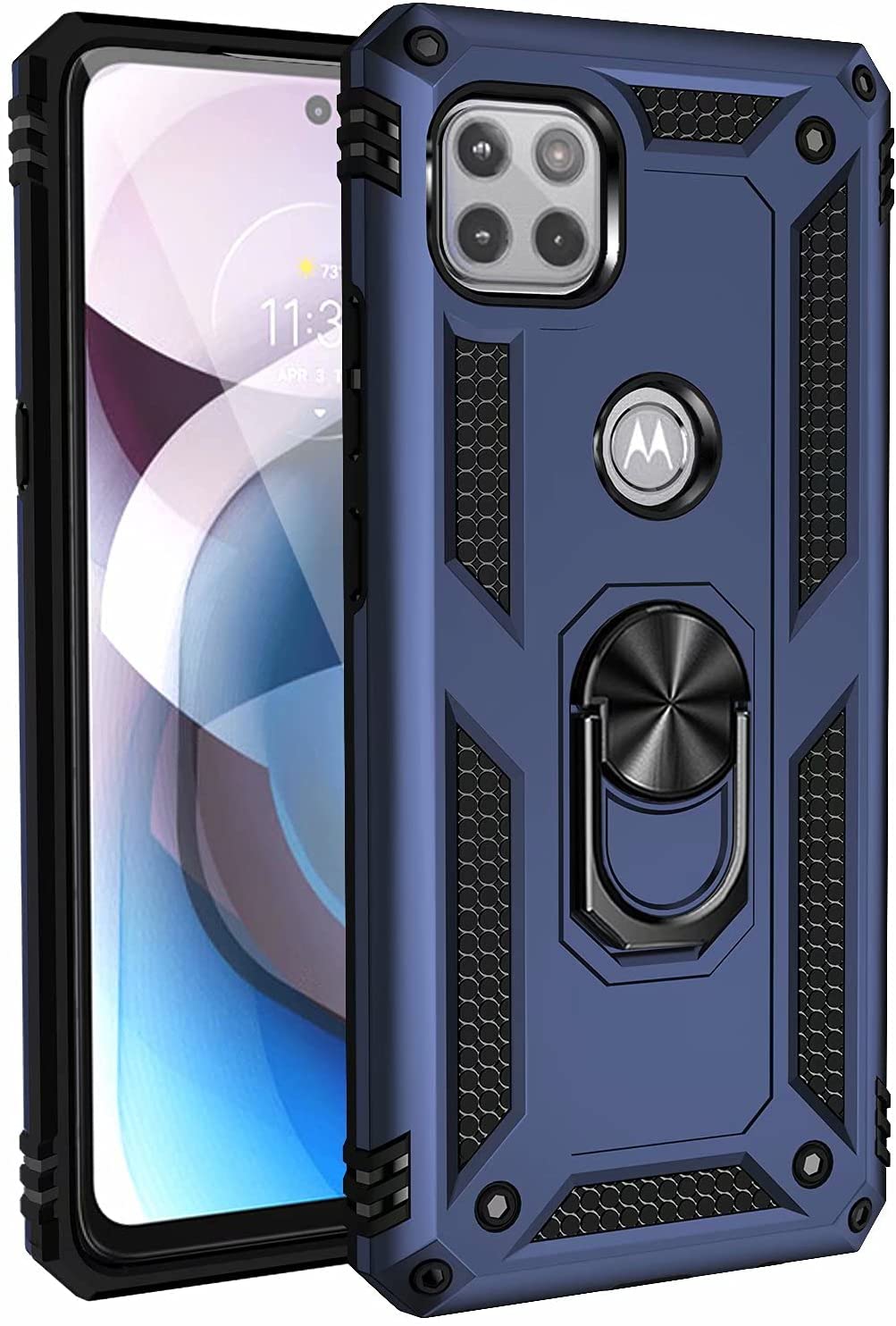 Blue Navy Hybrid Ring Case for Motorola ONE ACE 5G