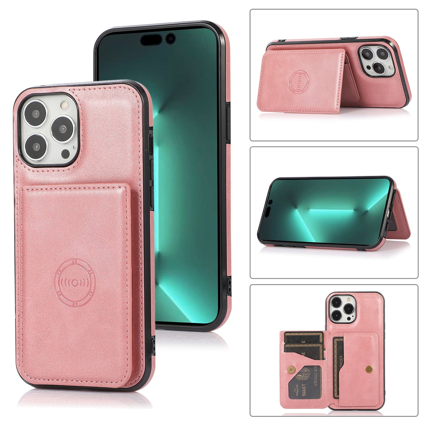 Rear Card Flip Side Rose Gold Case for iPhone 13 PRO MAX
