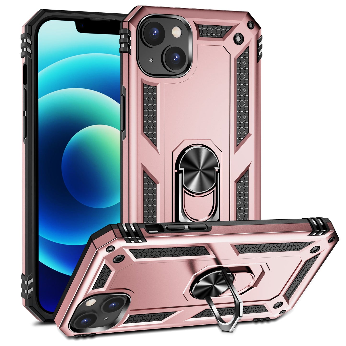 Hybrid Ring Case for iPhone 14 Plus Rose Gold
