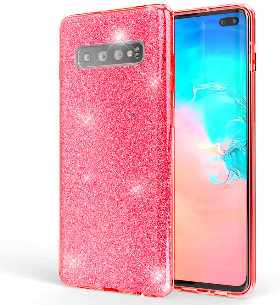 Glitter Silicone Red Case For Samsung S10