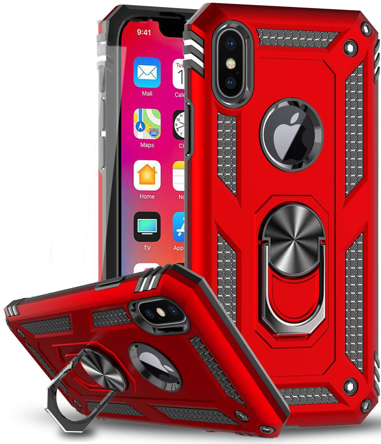 Hybrid Ring Case for iPhone X / Xs Red