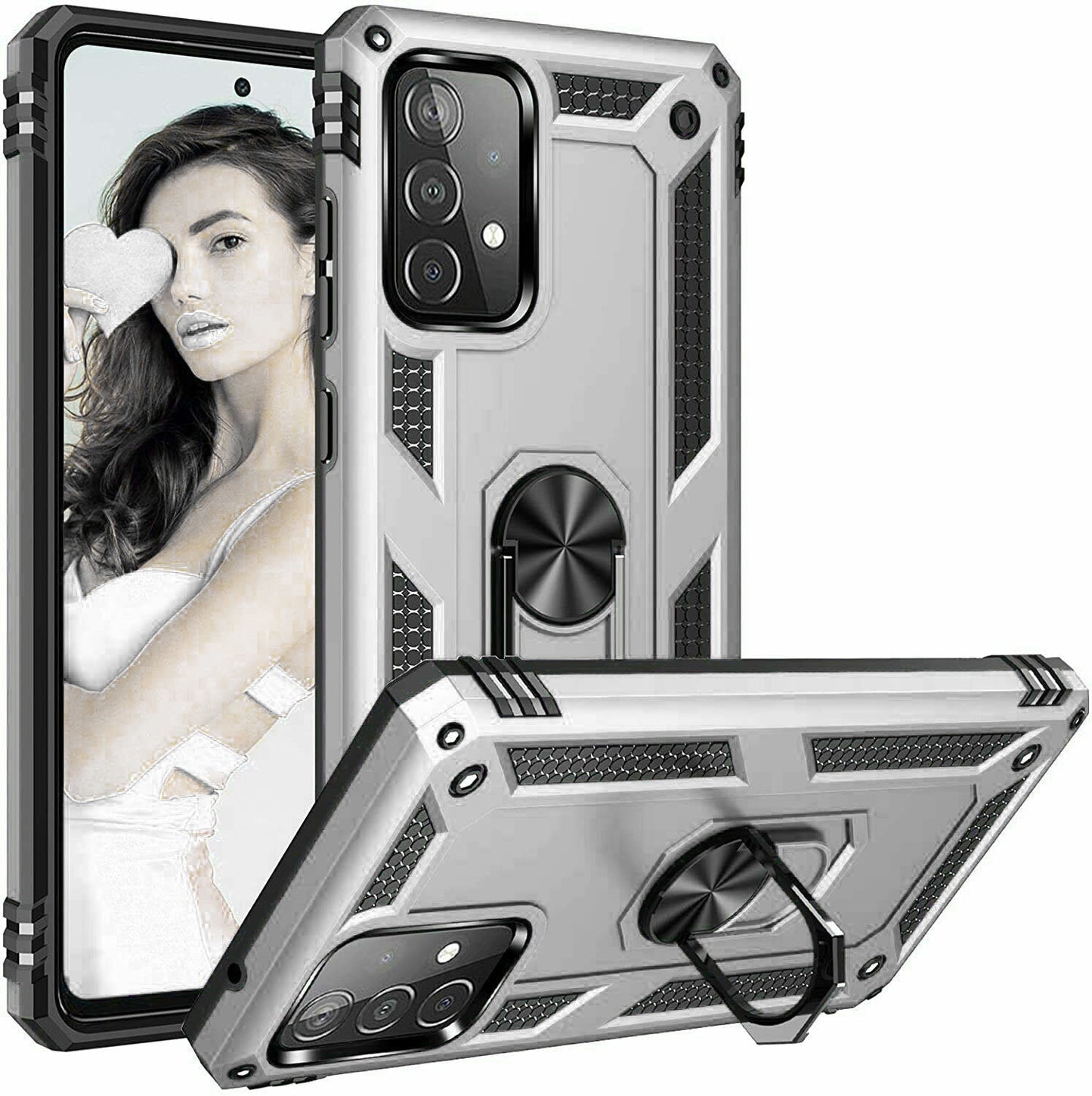 Silver Hybrid Ring Case for Samsung A53