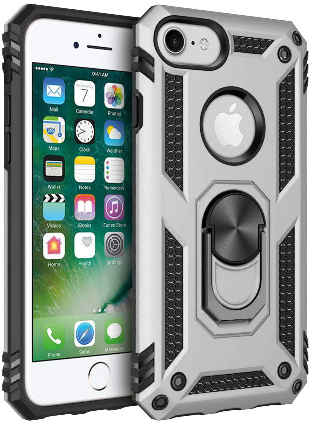 Hybrid Ring Case for iPhone 7 Silver