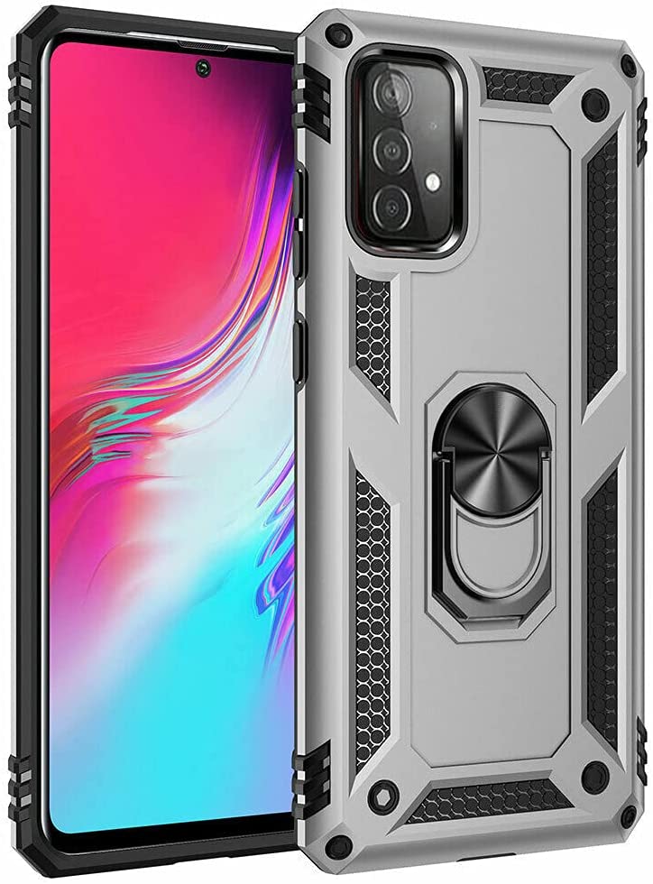 Silver Hybrid Ring Case for Samsung A52