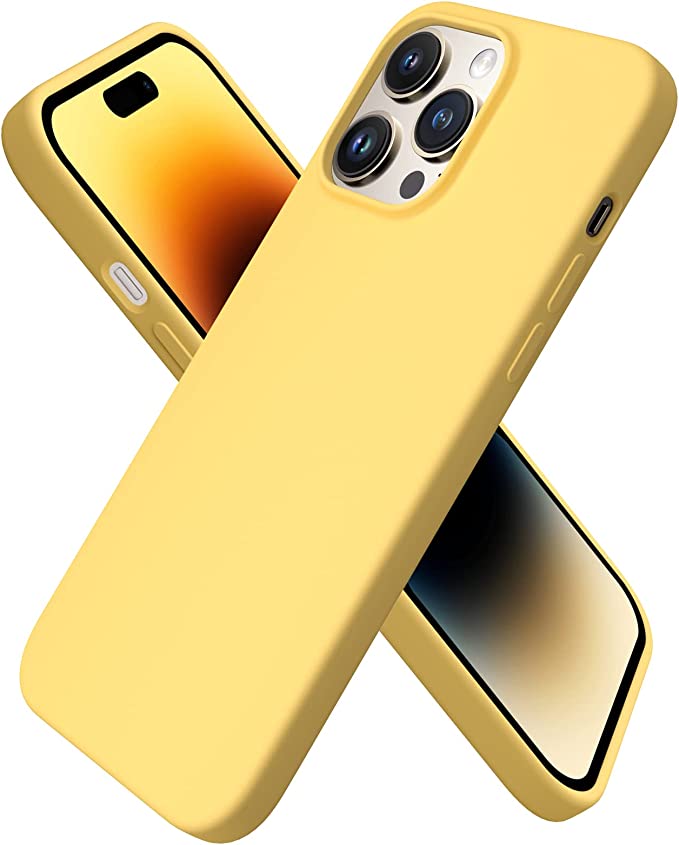 No Logo Silicone Yellow Hybrid Case For iPhone 14 Pro Max
