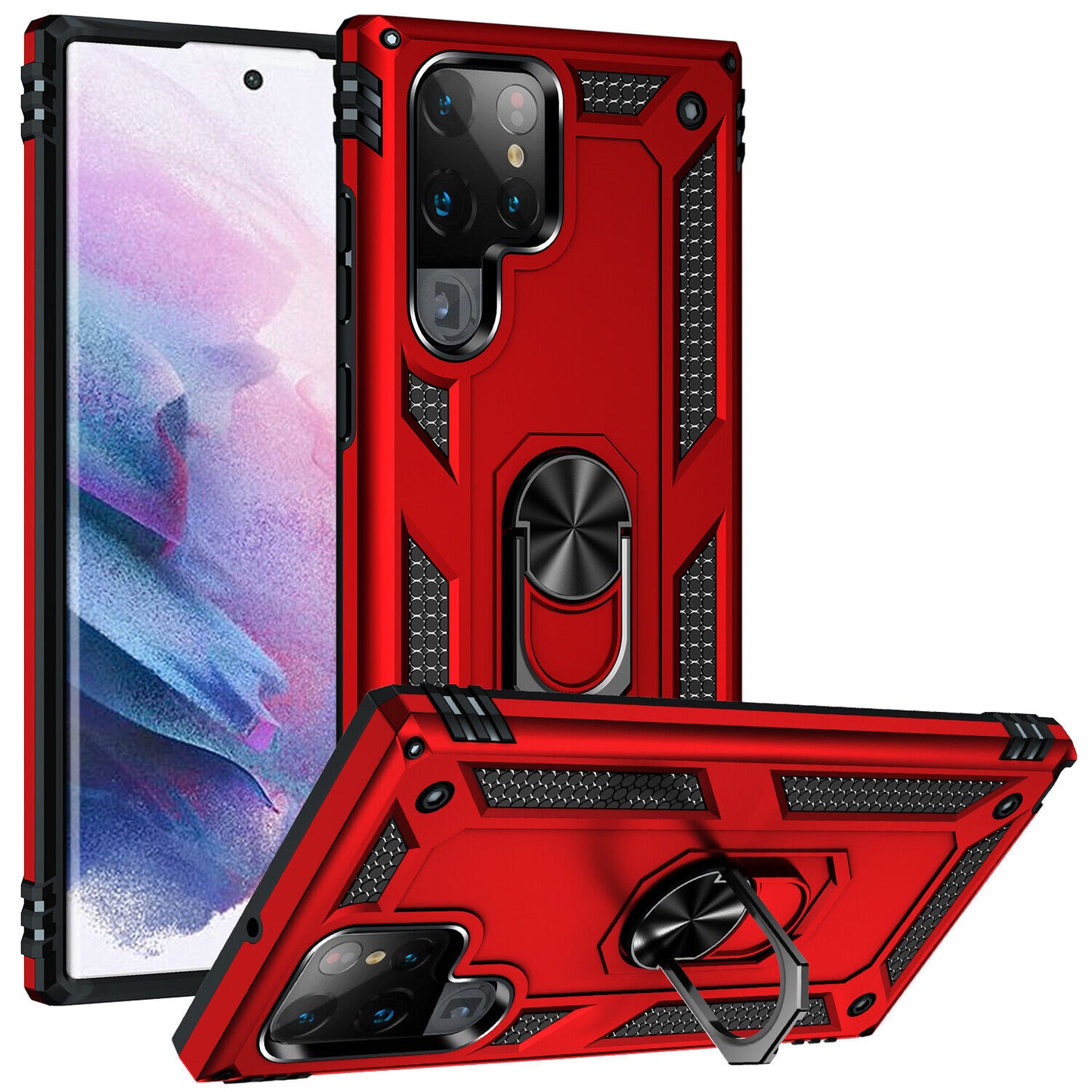 Red Hybrid Ring Case for Samsung S23 ULTRA