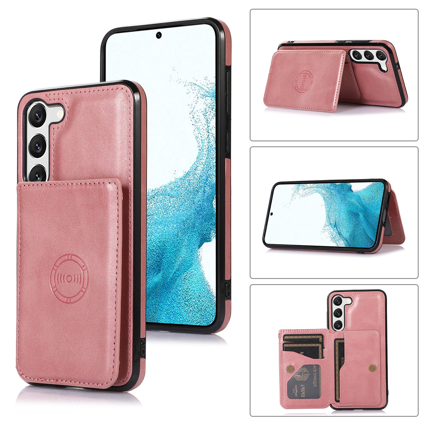 Rear Card Flip Side Rose Gold Case for Samsung S22