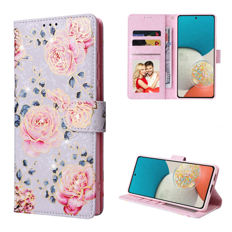 Wallet Leather PURPLE Rose for iPhone 15 Pro