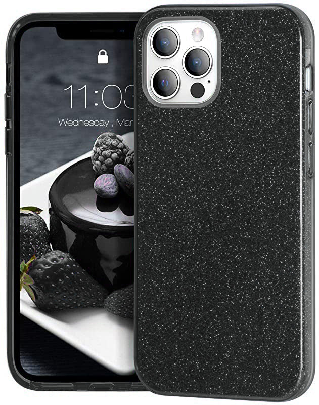 Glitter Silicone Black Case For iPhone 15 Pro