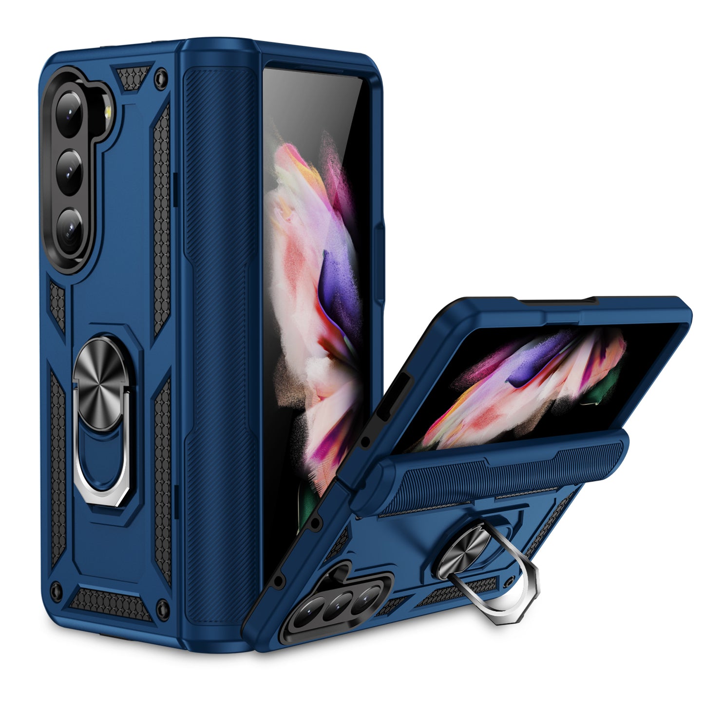 Blue Navy Hybrid Ring Case for Samsung Z5 FOLD